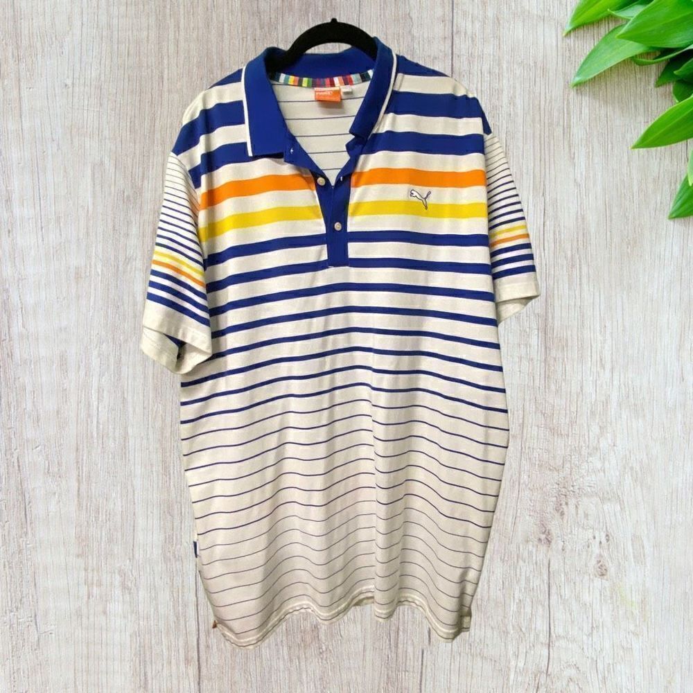 Puma Striped Polo Golf Shirt Cobra 2XL
